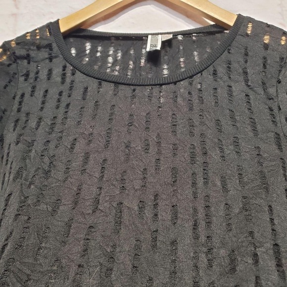 BKE‎ Shirt Womens Medium Black Sheer Burnout Whimigoth Sheer Romantic Layering - Picture 4 of 9